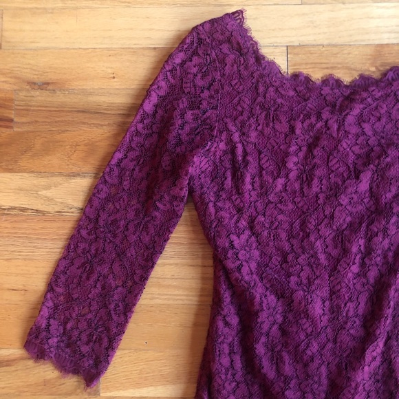 DIANE VON FURSTENBURG Zarita Burgundy Lace Dress - Picture 3 of 6